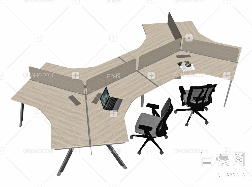 办公桌椅组合SU模型下载【ID:1972646】