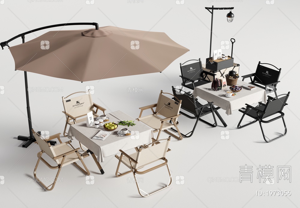 户外桌椅组合 露营桌椅 休闲桌椅 食物饮料3D模型下载【ID:1973056】