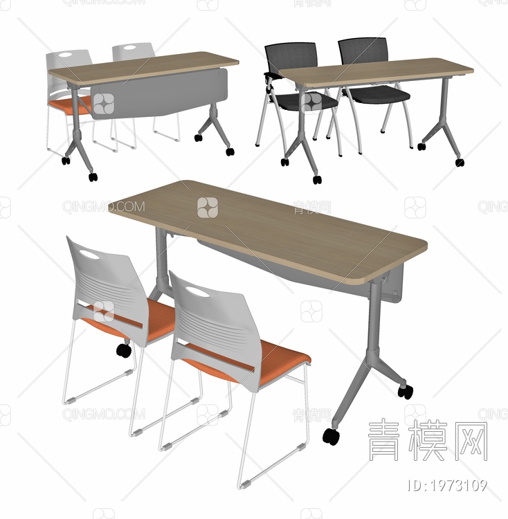 办公桌椅组合SU模型下载【ID:1973109】
