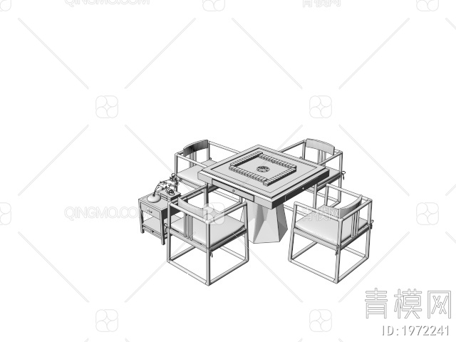 棋牌桌 麻将桌 休闲桌椅3D模型下载【ID:1972241】