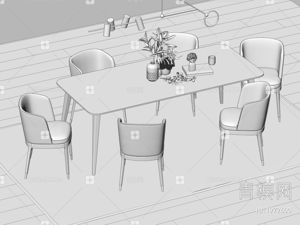 餐桌椅组合 餐椅 单椅 餐桌3D模型下载【ID:1972600】