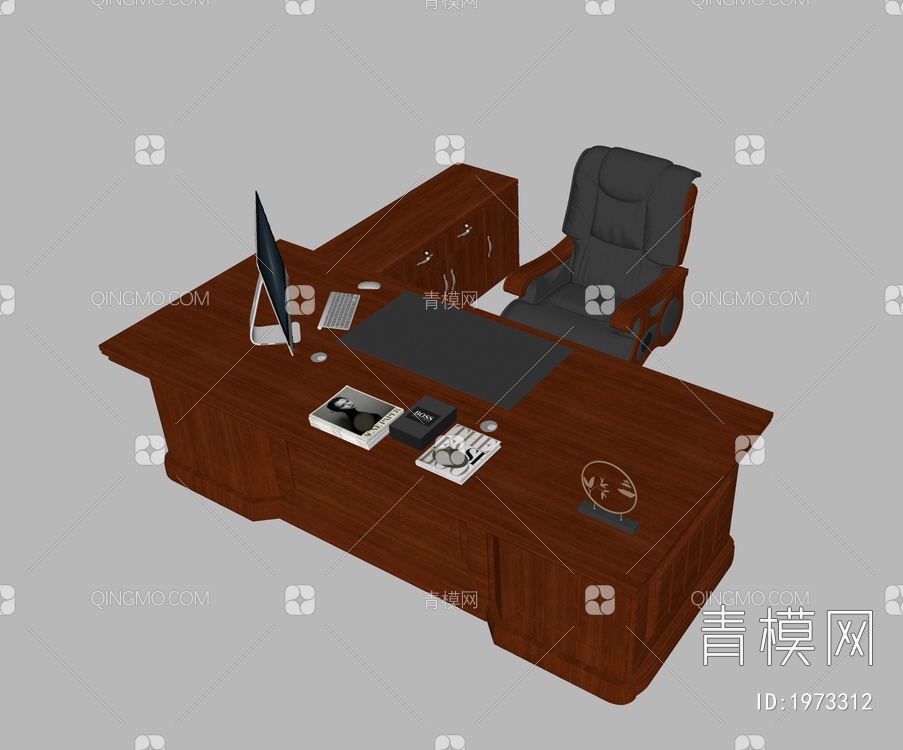 红木家具办公桌椅SU模型下载【ID:1973312】
