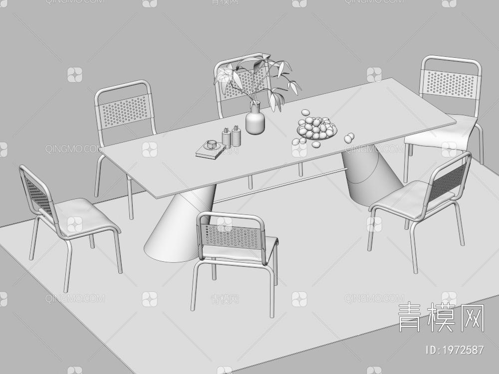餐桌椅组合 餐椅 单椅 餐桌3D模型下载【ID:1972587】