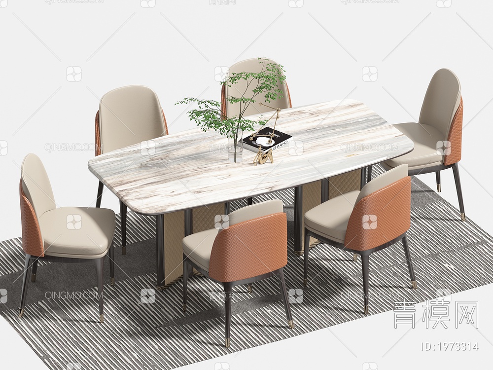 餐桌椅组合 餐椅 单椅 餐桌3D模型下载【ID:1973314】