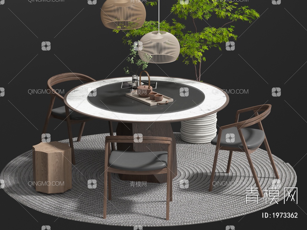 餐桌椅组合 餐椅 单椅 餐桌3D模型下载【ID:1973362】
