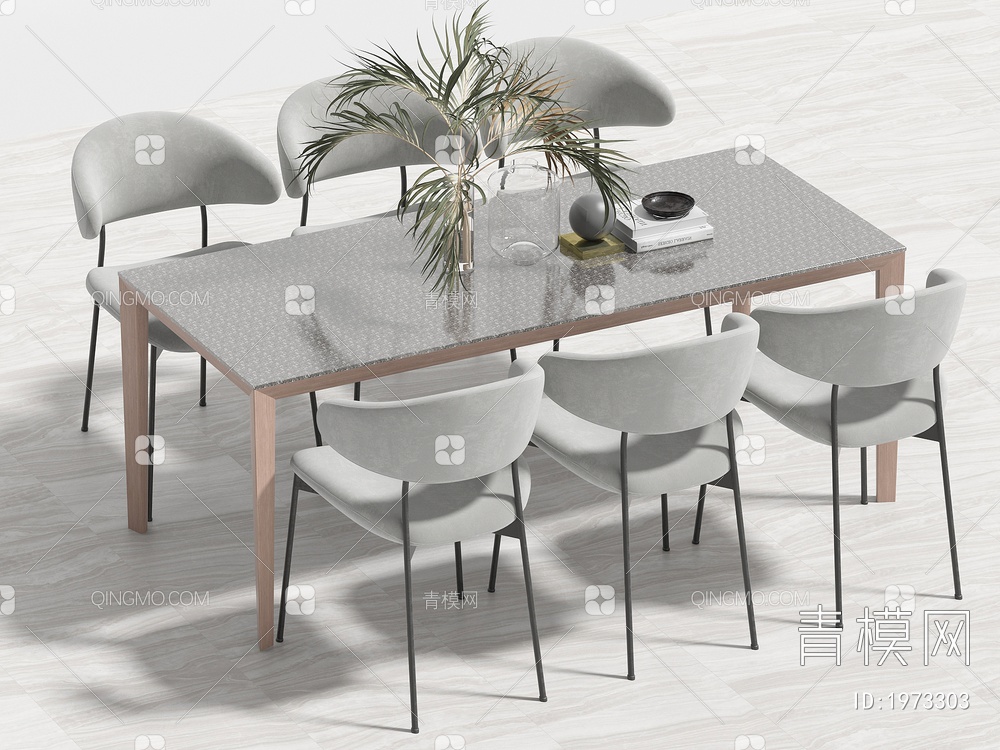 餐桌椅组合 餐椅 单椅 餐桌3D模型下载【ID:1973303】