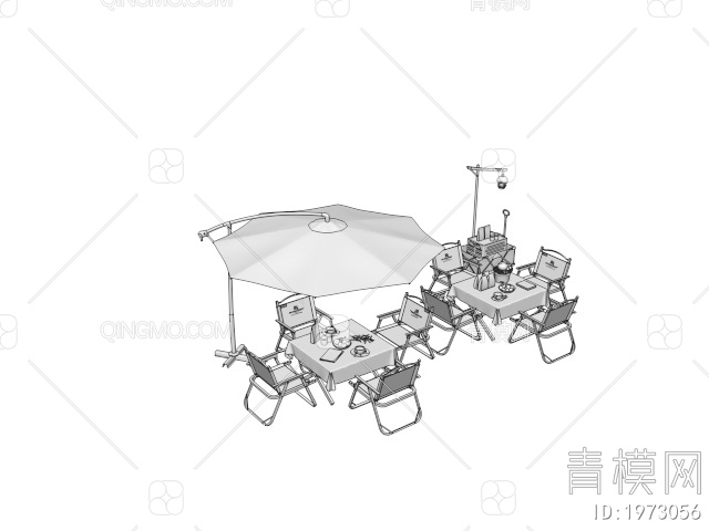户外桌椅组合 露营桌椅 休闲桌椅 食物饮料3D模型下载【ID:1973056】
