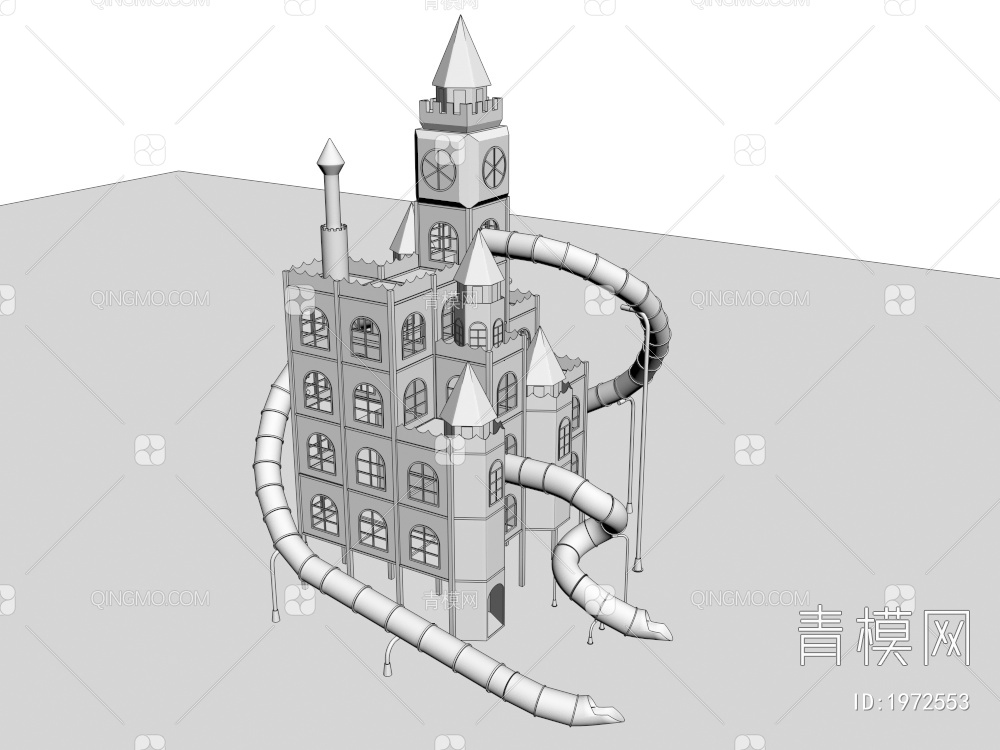 飞天城堡，滑梯组合，无动力3D模型下载【ID:1972553】