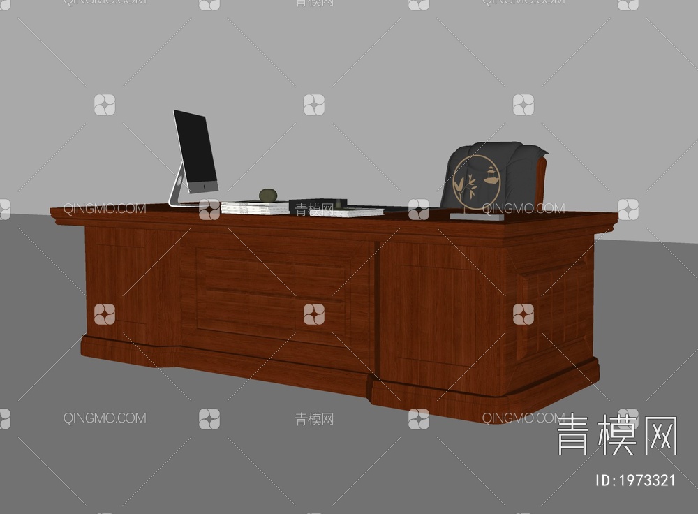 红木家具办公桌椅SU模型下载【ID:1973321】