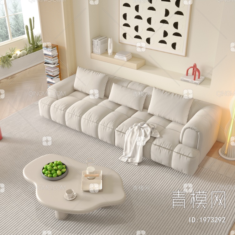 奶油沙发，沙发3D模型下载【ID:1973292】