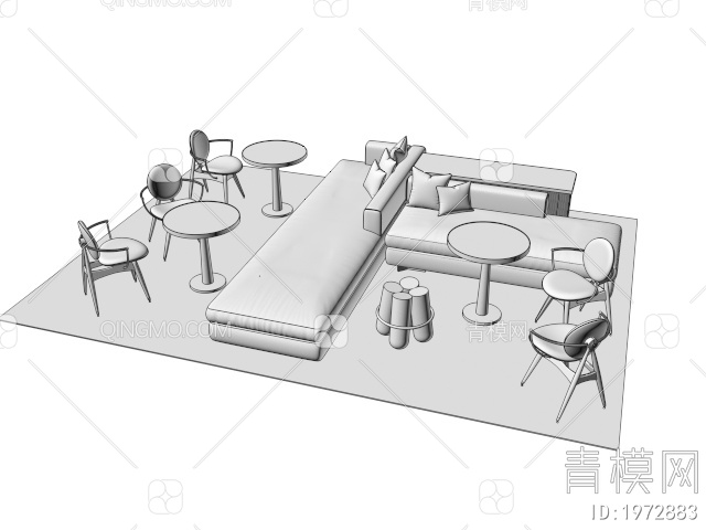 组合沙发 休闲沙发3D模型下载【ID:1972883】