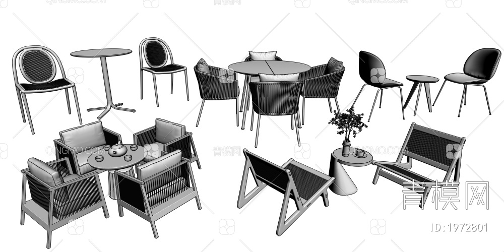 户外桌椅组合3D模型下载【ID:1972801】