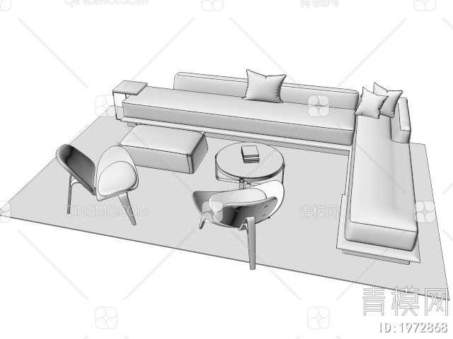 沙发茶几组合3D模型下载【ID:1972868】