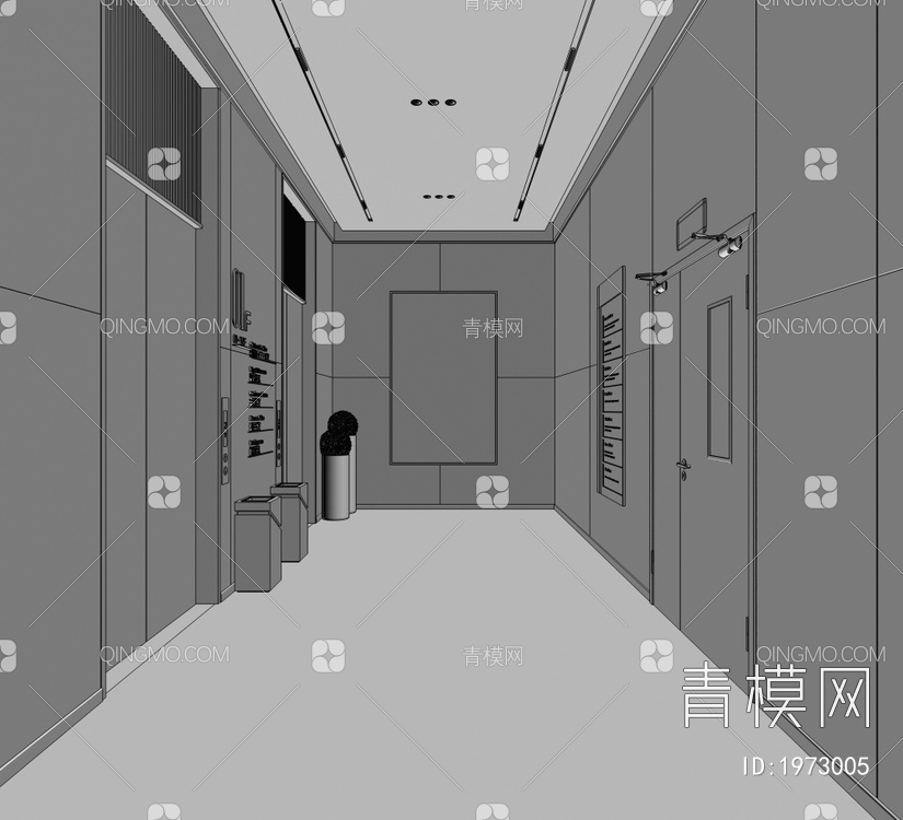 电梯厅  酒店电梯厅 办公电梯厅3D模型下载【ID:1973005】