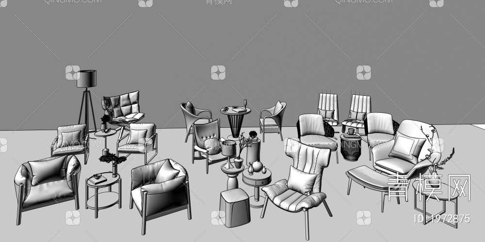 户外椅子组合3D模型下载【ID:1972875】