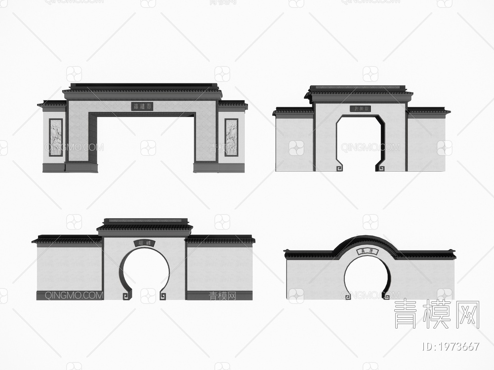 月洞门园洞门SU模型下载【ID:1973667】