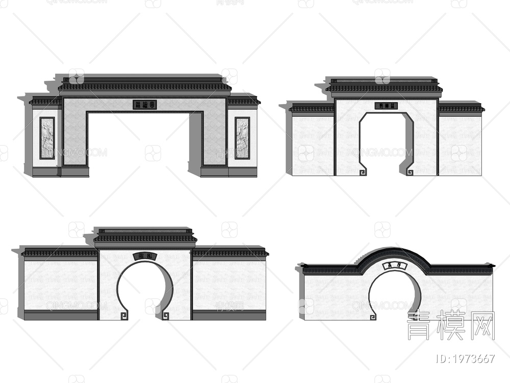 月洞门园洞门SU模型下载【ID:1973667】