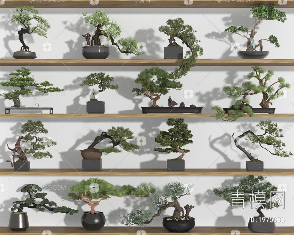 松树盆栽组合3D模型下载【ID:1975088】