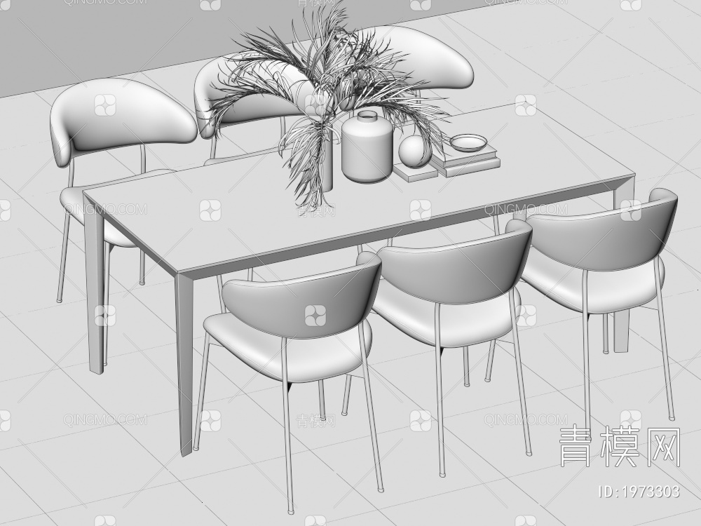 餐桌椅组合 餐椅 单椅 餐桌3D模型下载【ID:1973303】