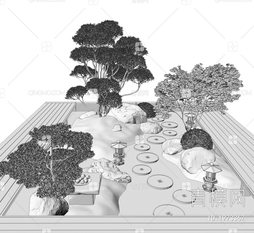 庭院景观小品3D模型下载【ID:1973367】