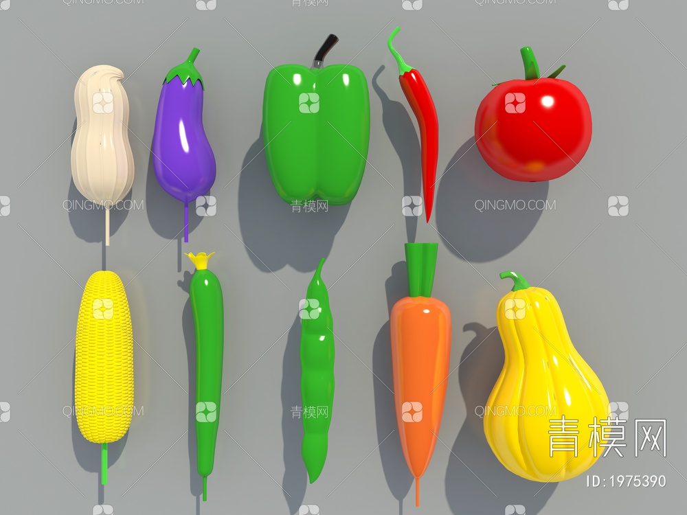 蔬菜雕塑，蔬菜3D模型下载【ID:1975390】
