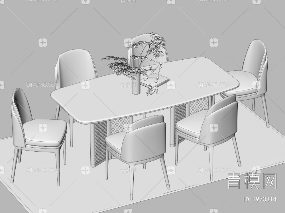 餐桌椅组合 餐椅 单椅 餐桌3D模型下载【ID:1973314】