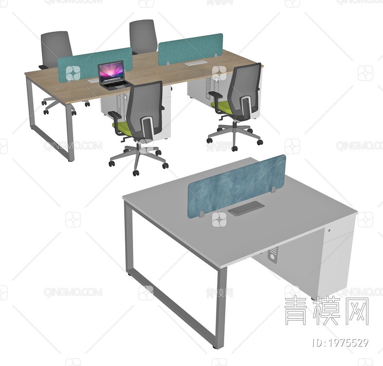 办公桌椅组合SU模型下载【ID:1975529】
