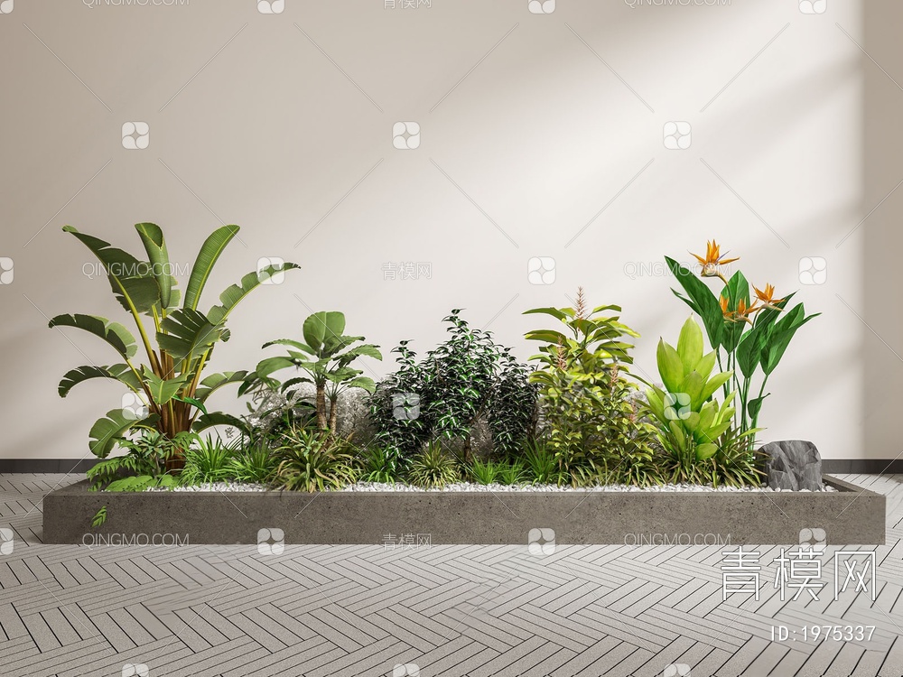 植物堆 仿真植物造景 花池3D模型下载【ID:1975337】