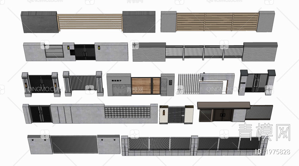 庭院围墙SU模型下载【ID:1975828】