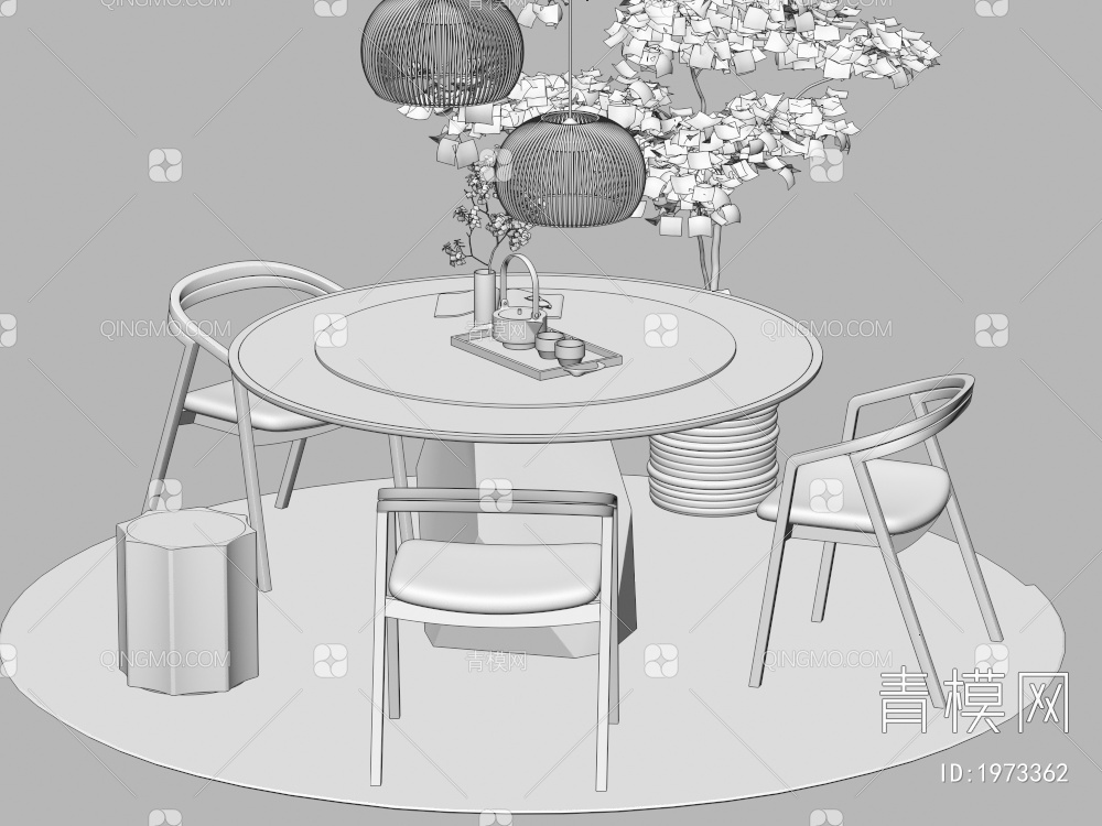 餐桌椅组合 餐椅 单椅 餐桌3D模型下载【ID:1973362】