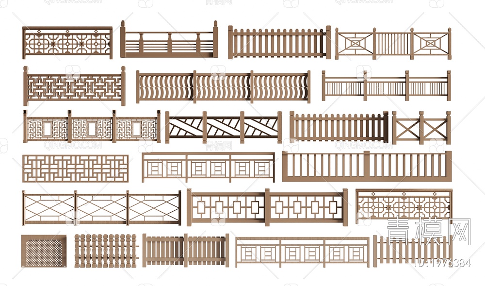 围栏护栏_木栅栏_木栏杆_围墙_护栏_围栏_木扶手3D模型下载【ID:1976384】