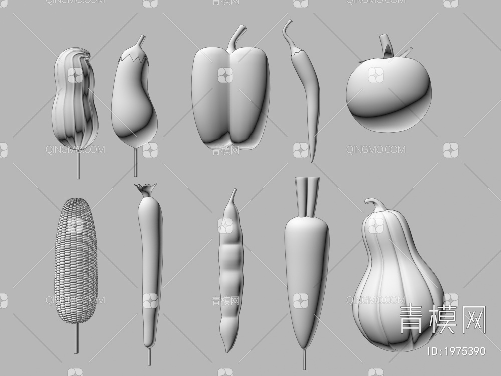 蔬菜雕塑，蔬菜3D模型下载【ID:1975390】