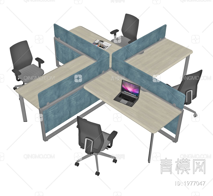 办公桌椅组合SU模型下载【ID:1977047】