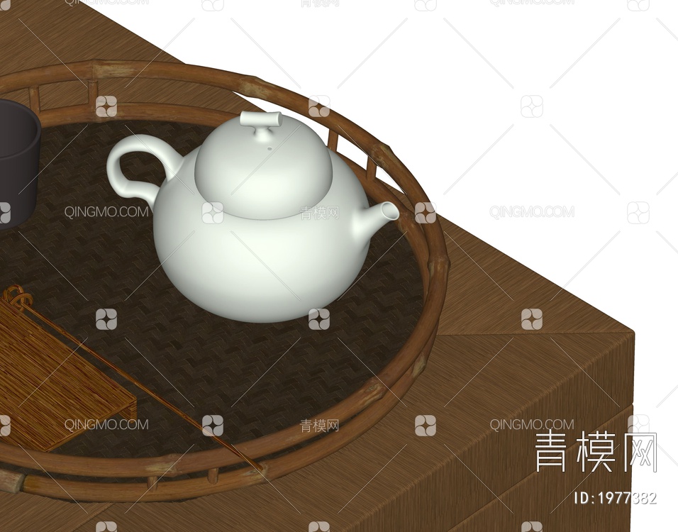 茶壶 竹编 茶具SU模型下载【ID:1977382】