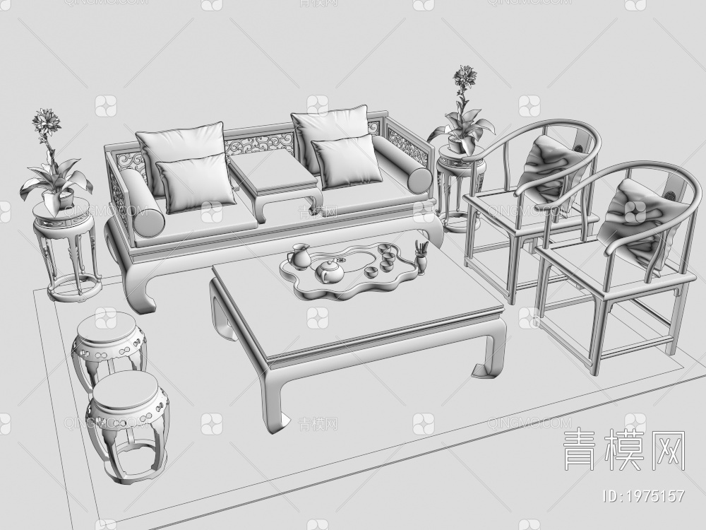 沙发 多人沙发组合3D模型下载【ID:1975157】