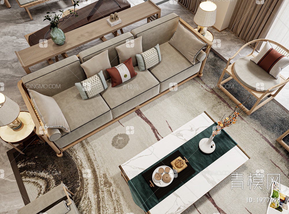 客厅，沙发3D模型下载【ID:1977498】