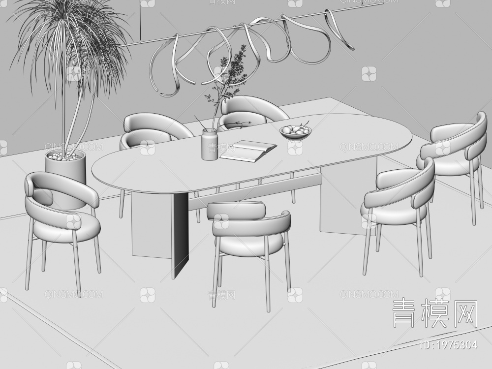 餐桌椅组合 餐椅 单椅 餐桌3D模型下载【ID:1975304】