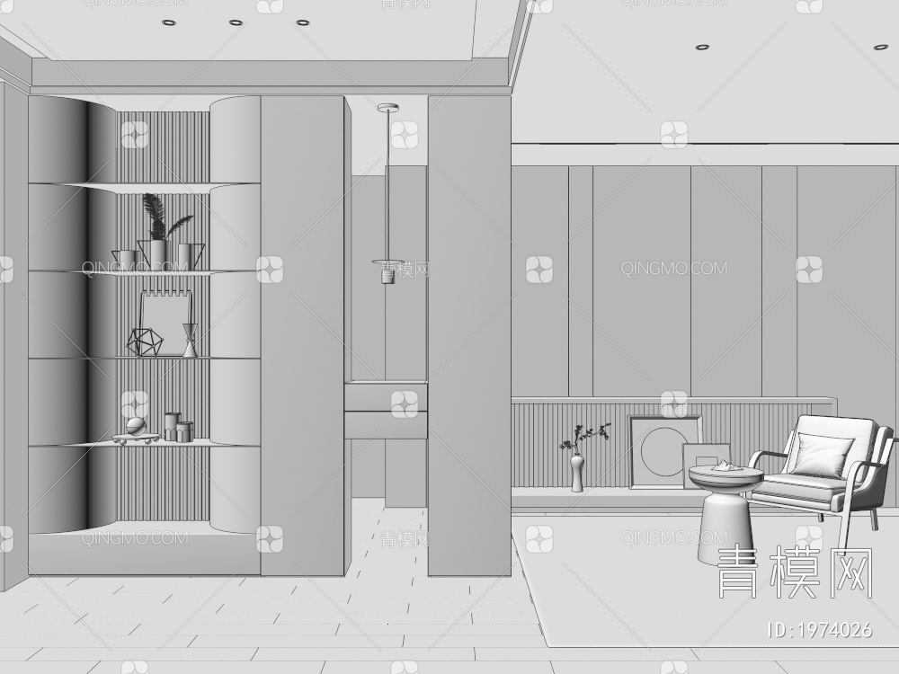 入户圆弧隔断玄关3D模型下载【ID:1974026】