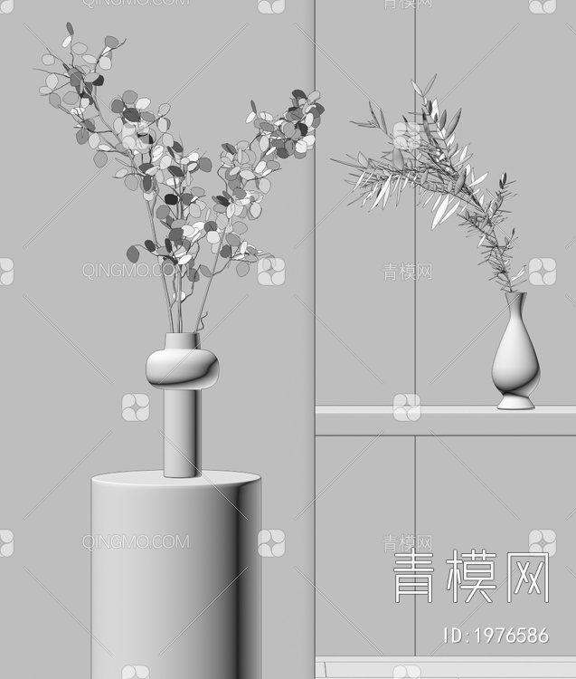 花瓶花艺3D模型下载【ID:1976586】