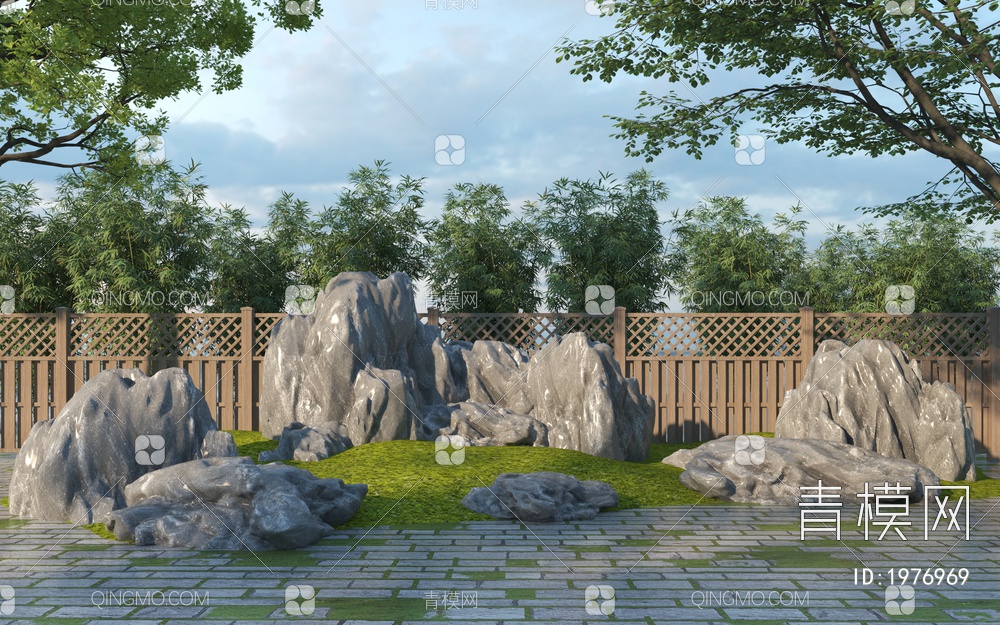 假山石头_石山流水_堆坡放石3D模型下载【ID:1976969】