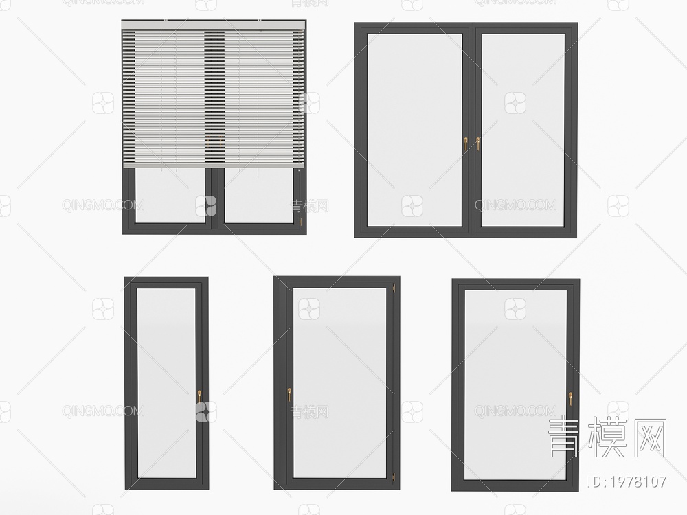 窗户 平开窗 落地窗 铝合金窗户 门窗 推拉窗3D模型下载【ID:1978107】