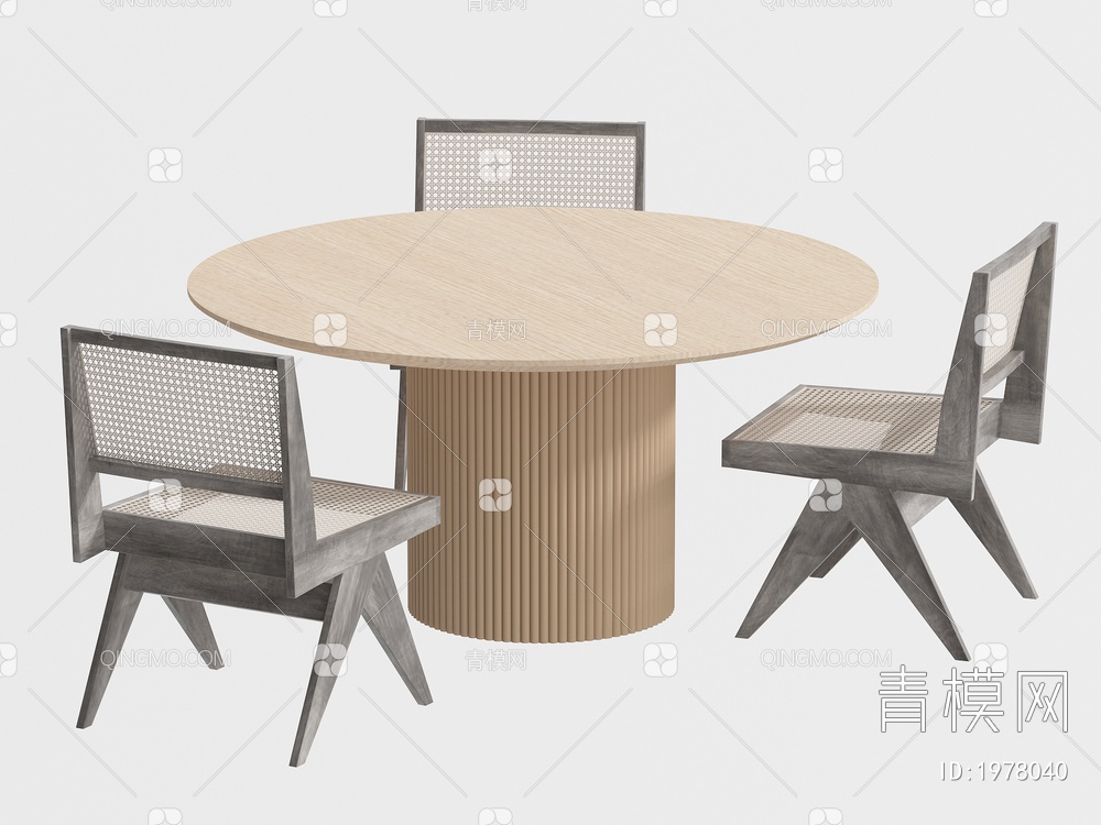 餐桌椅组合 餐椅 单椅 餐桌3D模型下载【ID:1978040】