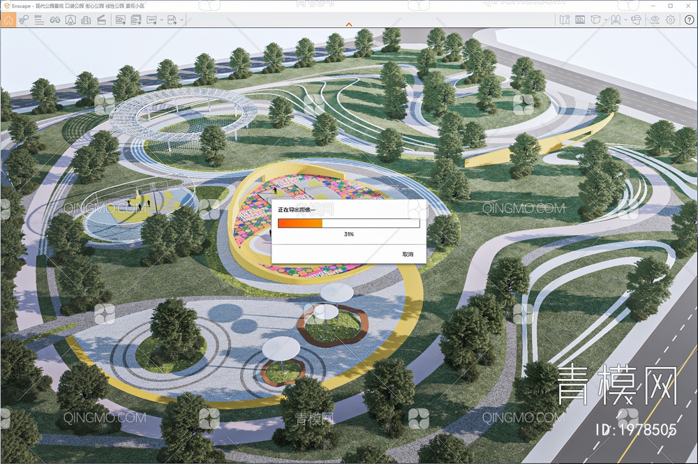 公园景观SU模型下载【ID:1978505】