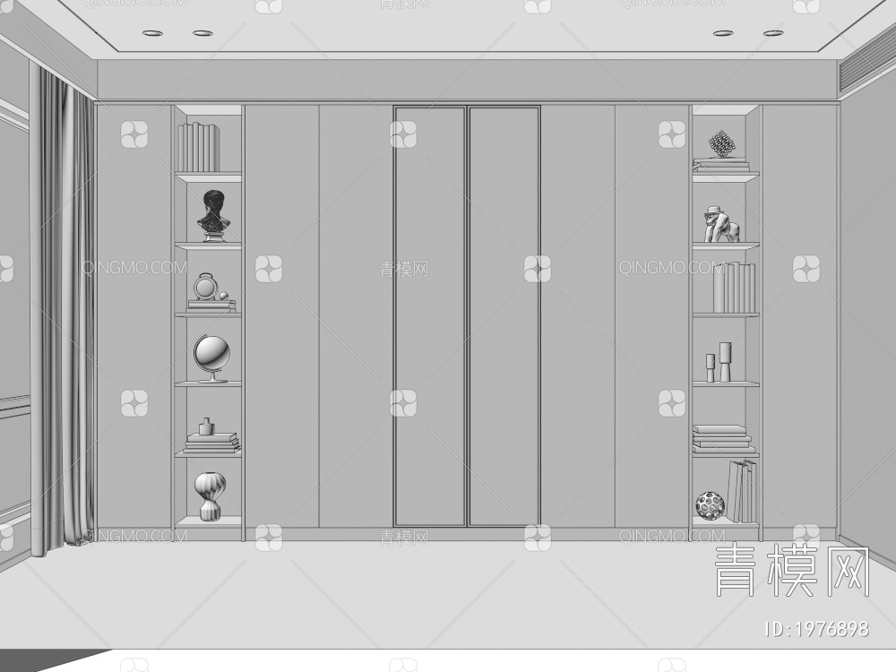 书柜3D模型下载【ID:1976898】