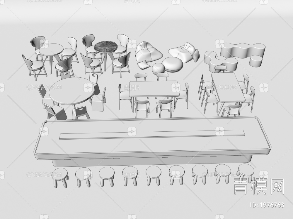 儿童桌椅3D模型下载【ID:1976768】