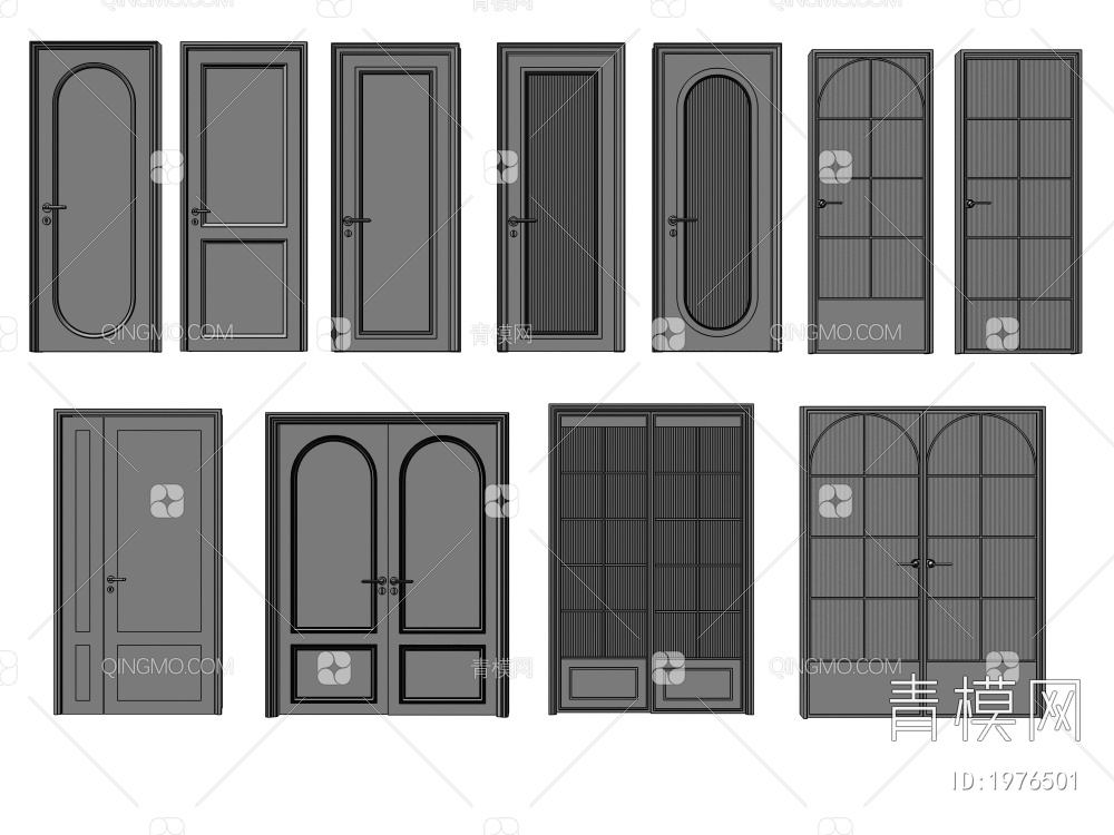 门 推拉门 子母门 入户门 厨卫门 双开门3D模型下载【ID:1976501】