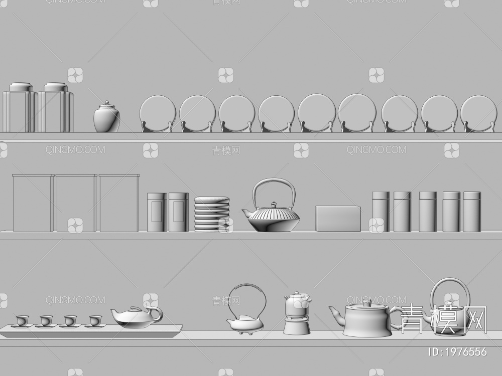 茶具摆件 茶壶 烧水壶3D模型下载【ID:1976556】