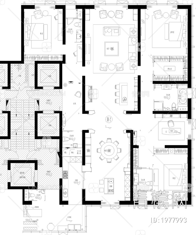 38-GOA-大连维多利亚公馆D1户型样板间丨350m²丨方案+效果图+彩立面+施工图+宣传片【ID:1977993】