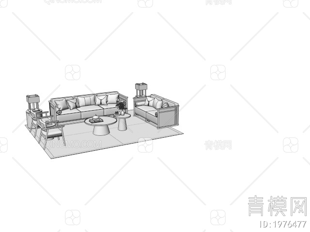 沙发茶几组合3D模型下载【ID:1976477】