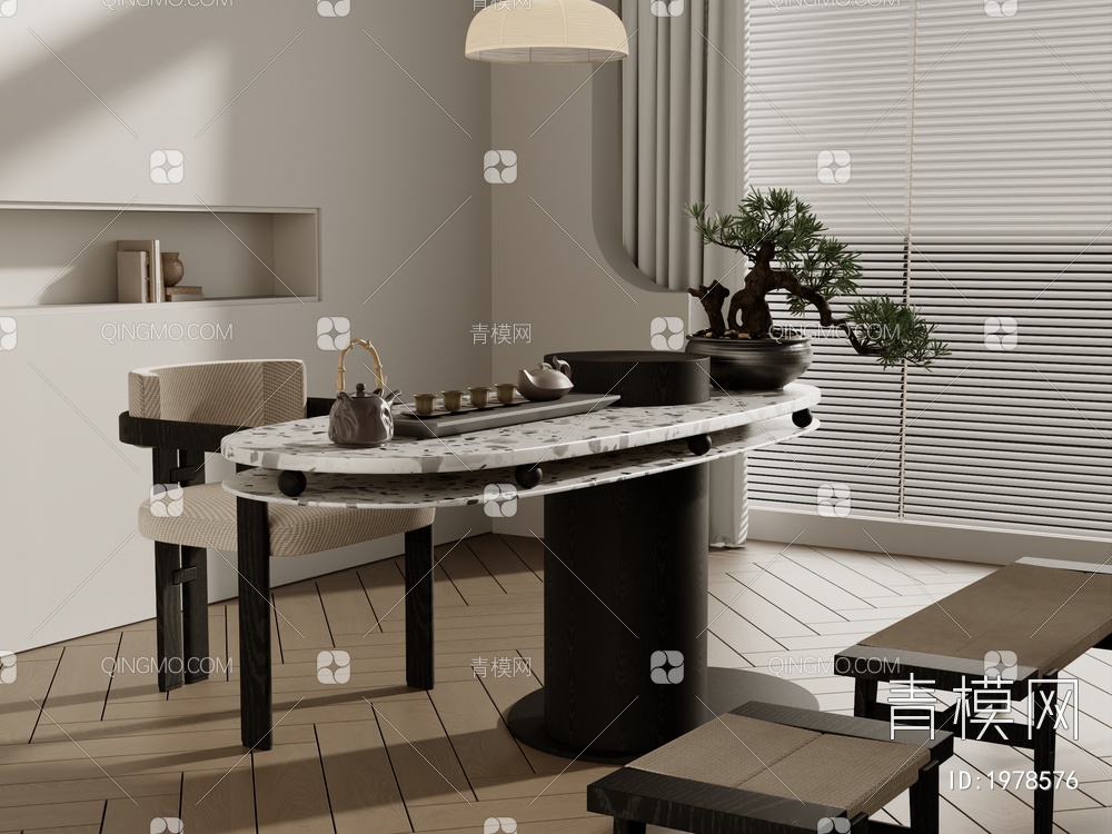 茶桌椅3D模型下载【ID:1978576】
